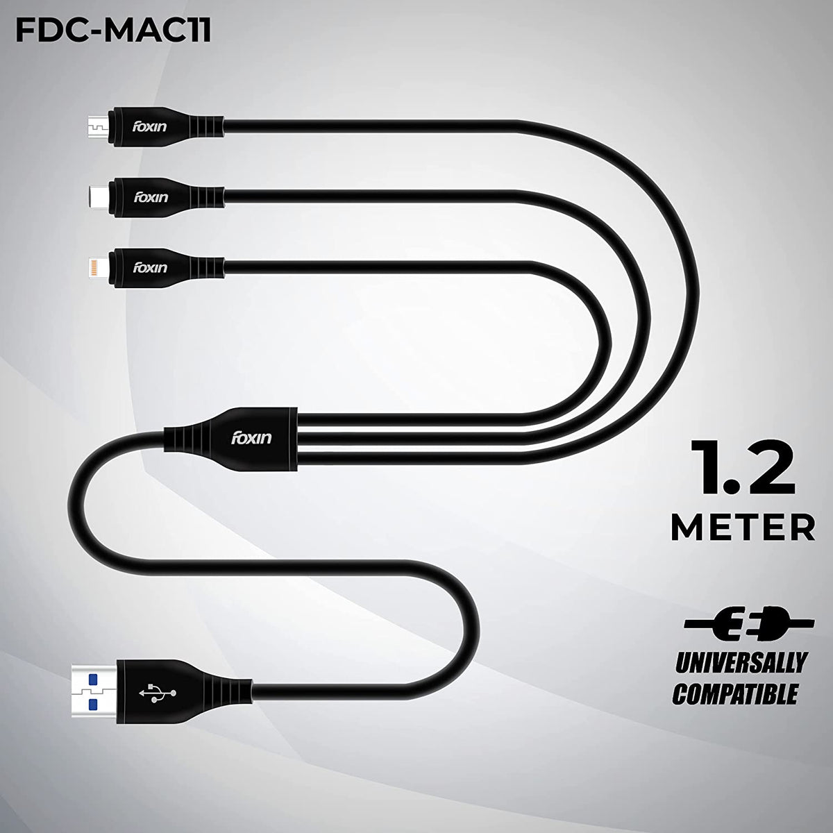 Foxin MAC11 3 in 1 Parallel cable (Black) (FOXUSC0109)