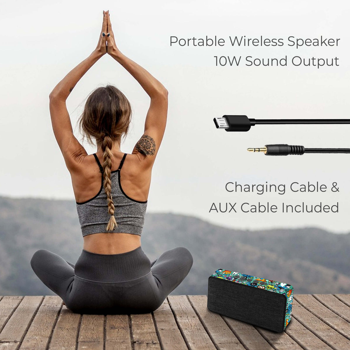 Foxin x Wrapcart Brick Bluetooth Speaker - 10W Balanced Audio Output, Upto 6 Hours Playback, 180 Days Warranty, Abstract Fabric Finish