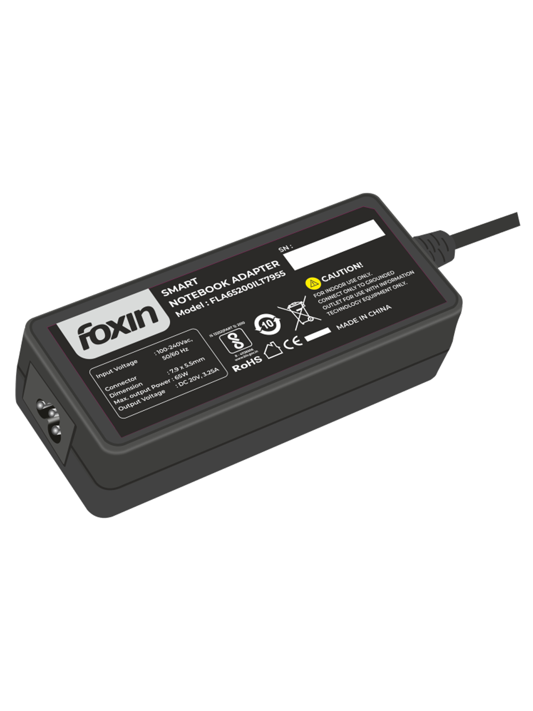 Foxin FLA65200ILT7955 Laptop Adapter Compatible For Lenovo 65 Wat