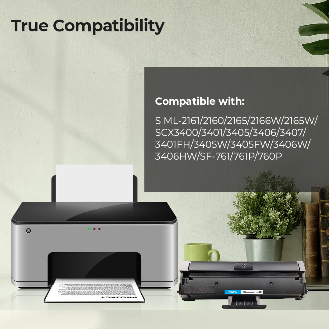 Foxin FTC 101 / 101S for MLT D101S Laser Toner Cartridge Use in  Samsung 101 ML 2161 /2162 /2163 /2164 /2165 /2165W /2166 /2166W /2168 /3401 /3405 /3400 /SF 760P /SF 761 Printers