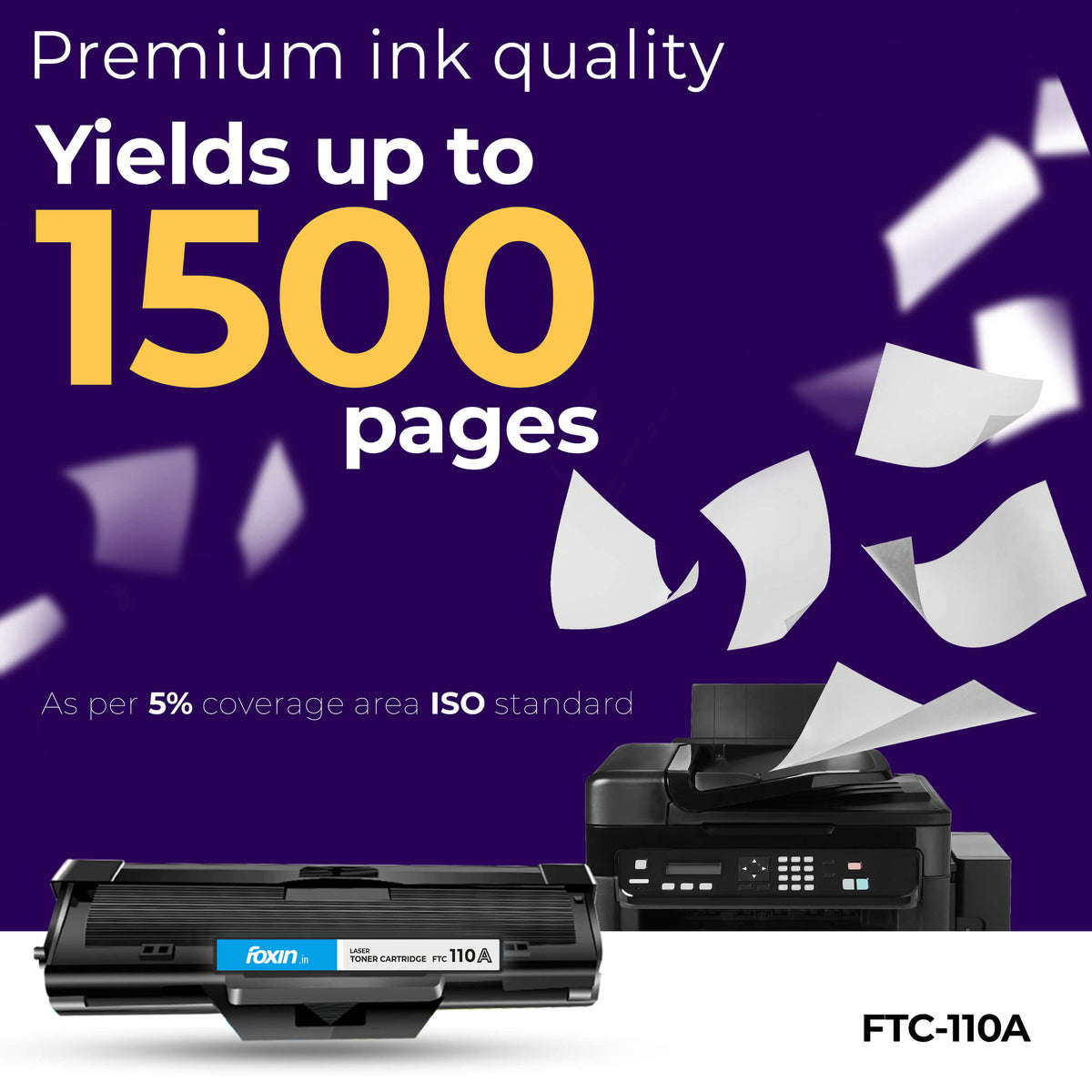 Foxin FTC-110A Laser Printer Cartridge Compatible with H108/108A/108W/131/131A/136/136A/136W/136NW | Black