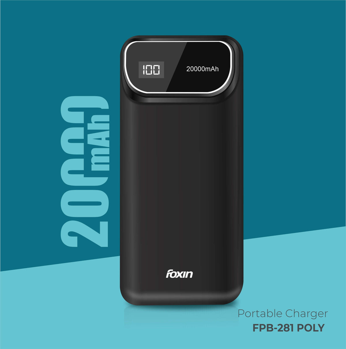 Foxin FPB-281 Poly Power Bank with 20000mAh Battery,12W Fast Charging, Type C &amp; Micro USB Input, 2 USB outputs, BIS Certified, Made in India