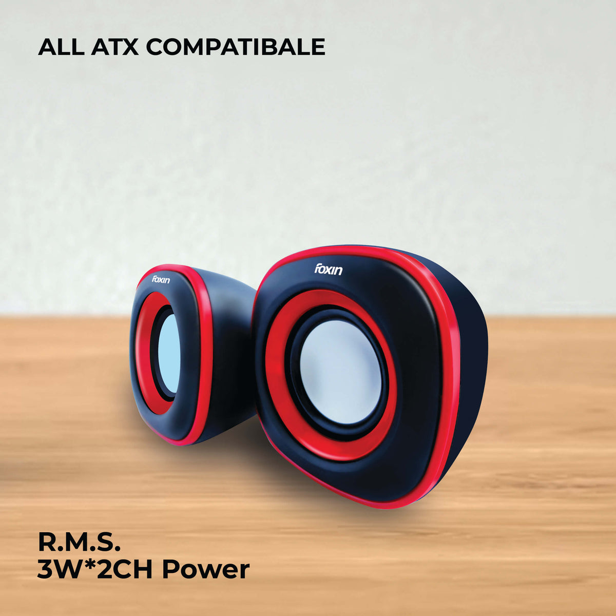 Foxin FMS- 375 PLUS 2.0 Multimedia Speaker System Powerful Stereo Sound with Aux Connectivity, USB Powered and Volume Control Supports Laptop/PC/Projector/Tablet/Mobile