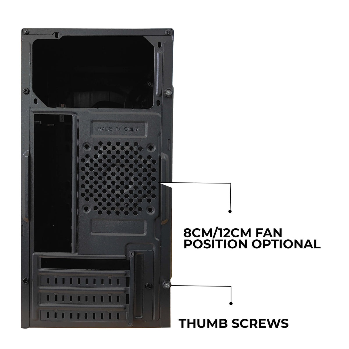 Foxin WEENY Desktop Computer Case/PC Cabinet - Steel Body | M-ATX Compatible | Metallic Black