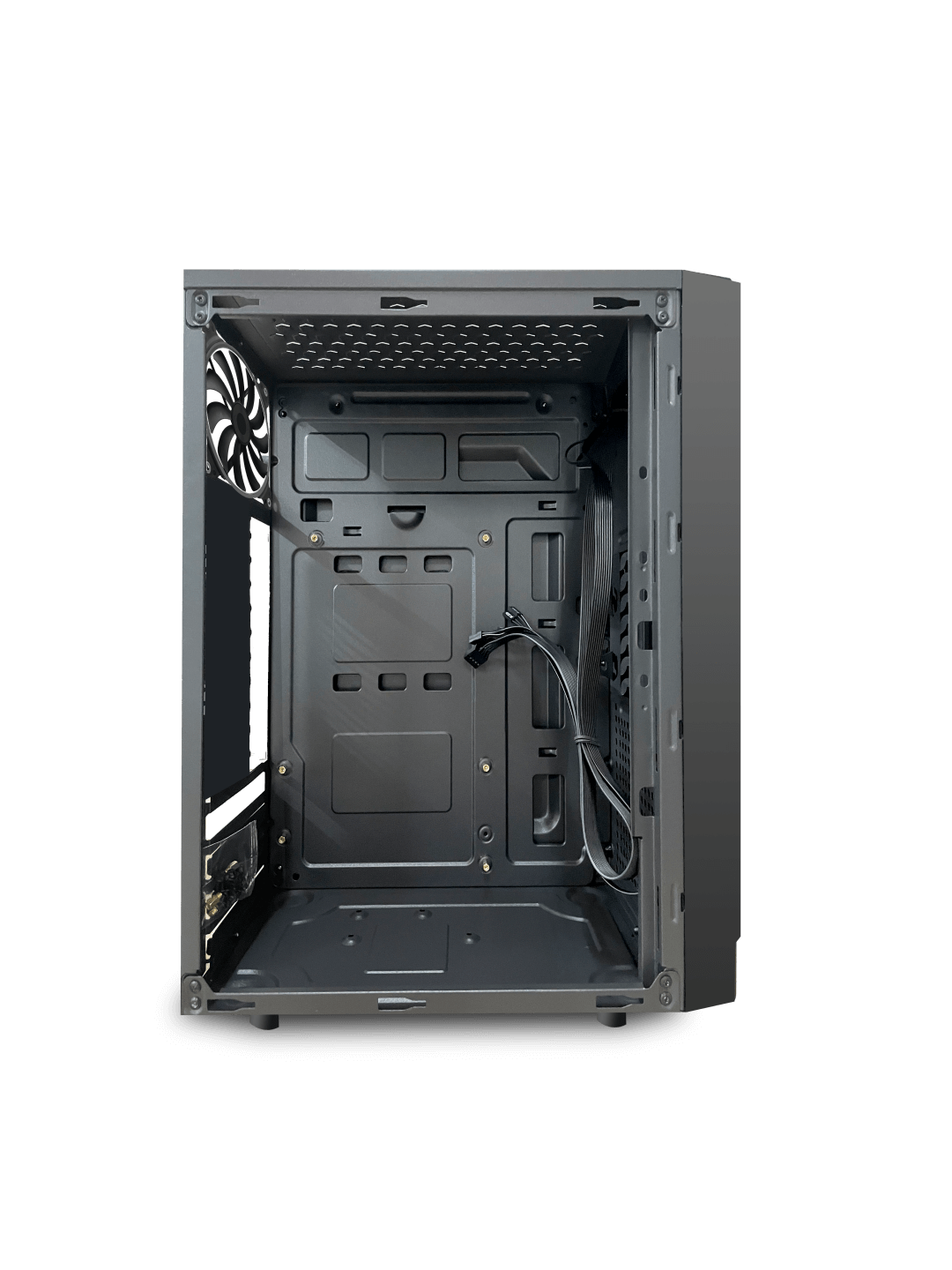 Foxin FLlNG Desktop Computer Case/PC Cabinet - with Steel Metal Body | All Micro-ATX / Mini-ITX Compatible | Metallic Black