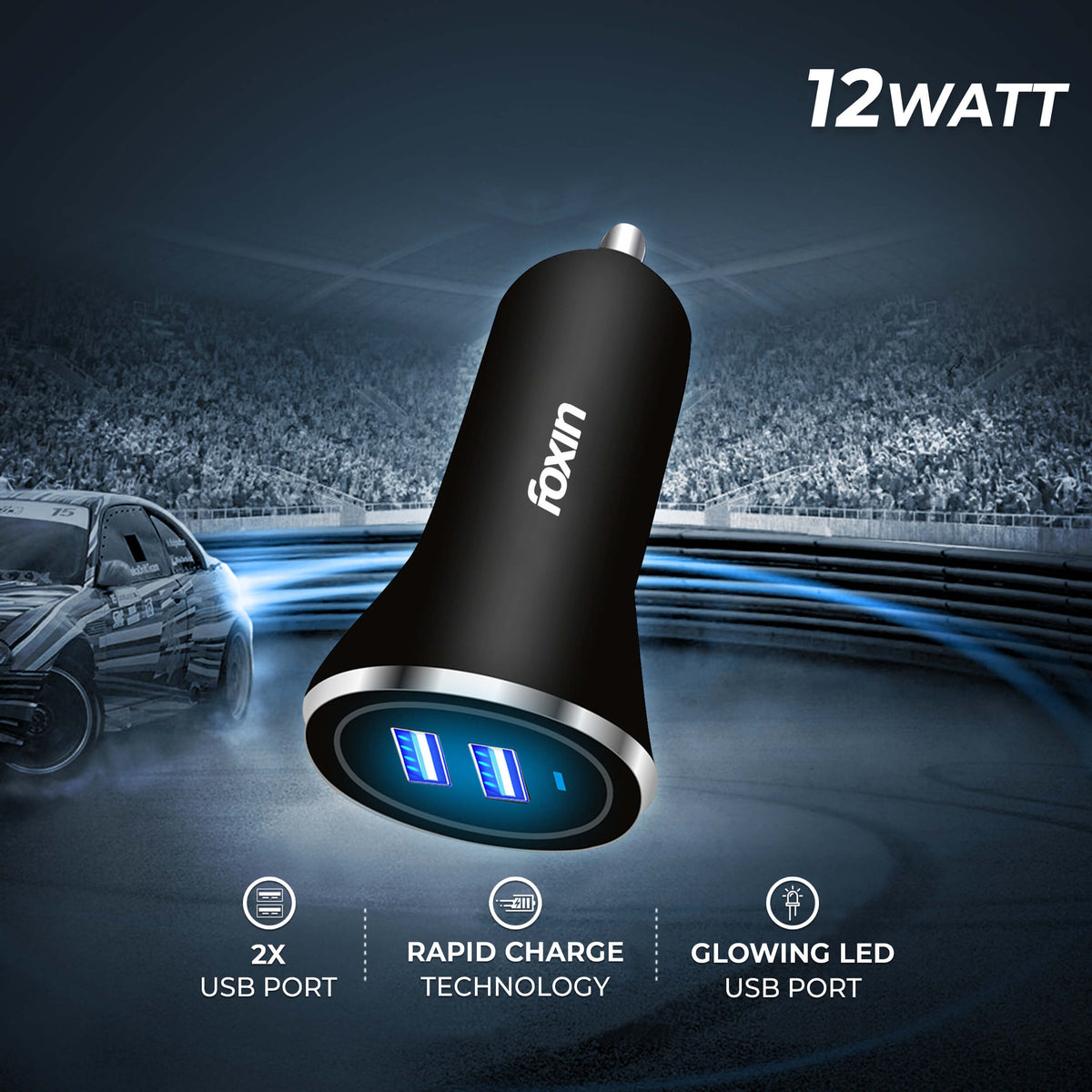Foxin FCC 002 Dual Port Car Charger 2.4A