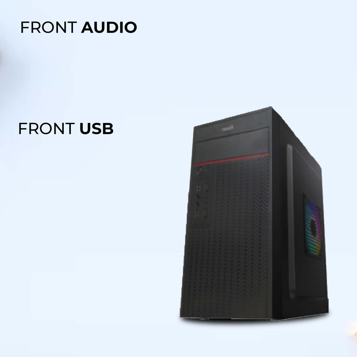 Foxin AKBAR Desktop Computer Case / PC Cabinet - with Steel Metal Body | Front Panel 2 x USB 1.0 Port | HD Audio / MIC Jack Port | 8 CM x 12 CM Fan Position