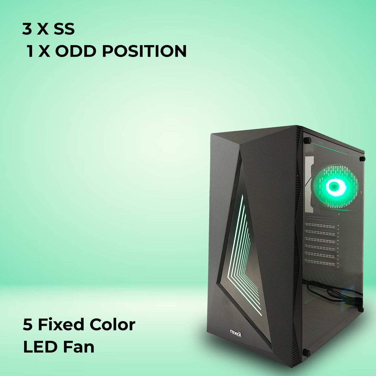 Foxin Plutonium RGB Gaming Tower Cabinet | with Steel Metal Body | Front Panel 2 x USB 1.0 Port | HD Audio / MIC Jack Port | 8 CM x 12 CM Fan Position
