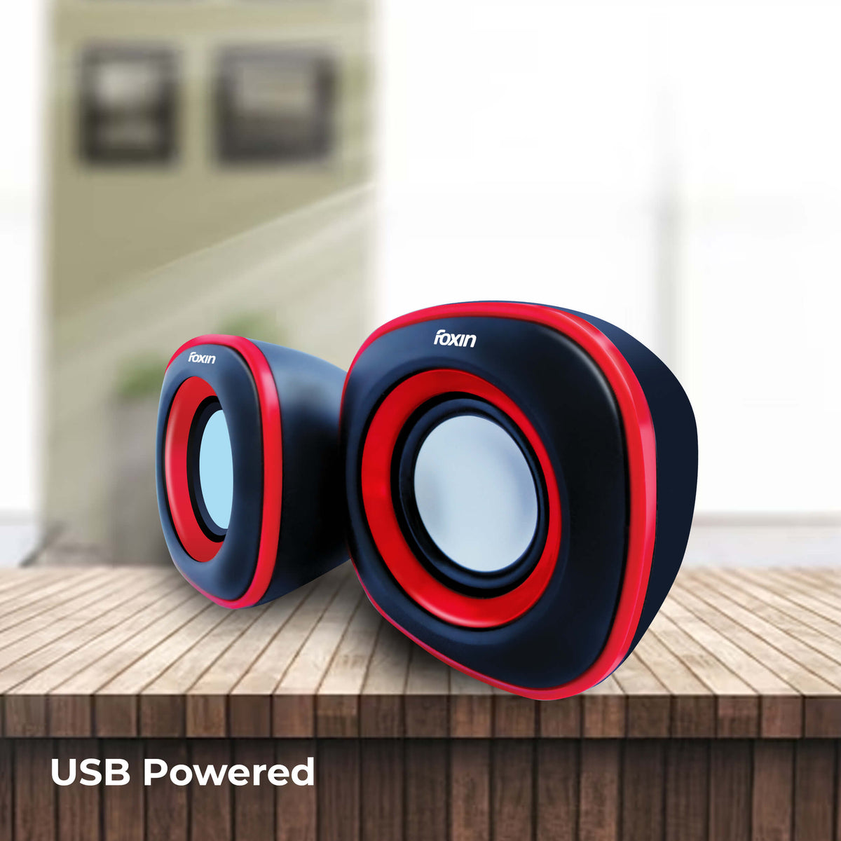 Foxin FMS- 375 PLUS 2.0 Multimedia Speaker System Powerful Stereo Sound with Aux Connectivity, USB Powered and Volume Control Supports Laptop/PC/Projector/Tablet/Mobile