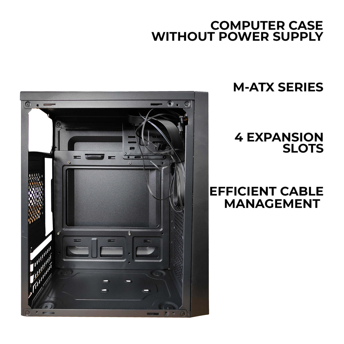 Foxin WEENY Desktop Computer Case/PC Cabinet - Steel Body | M-ATX Compatible | Metallic Black