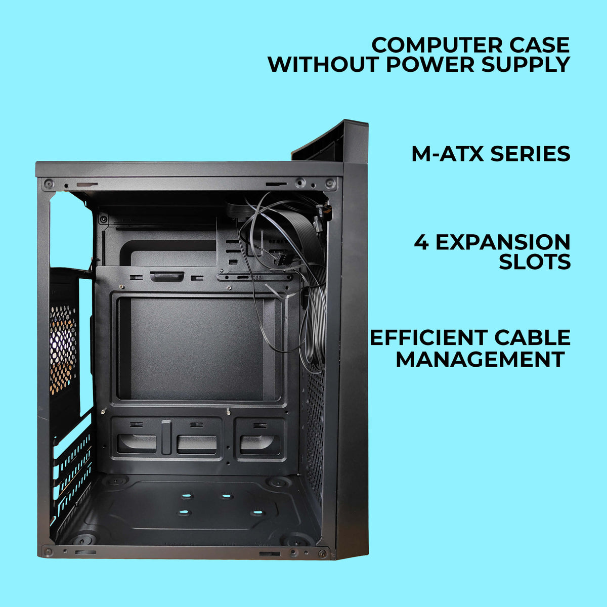 Foxin MEENY HANDY Desktop Computer Case/PC Cabinet - Steel Body | M-ATX Compatible | Metallic Black