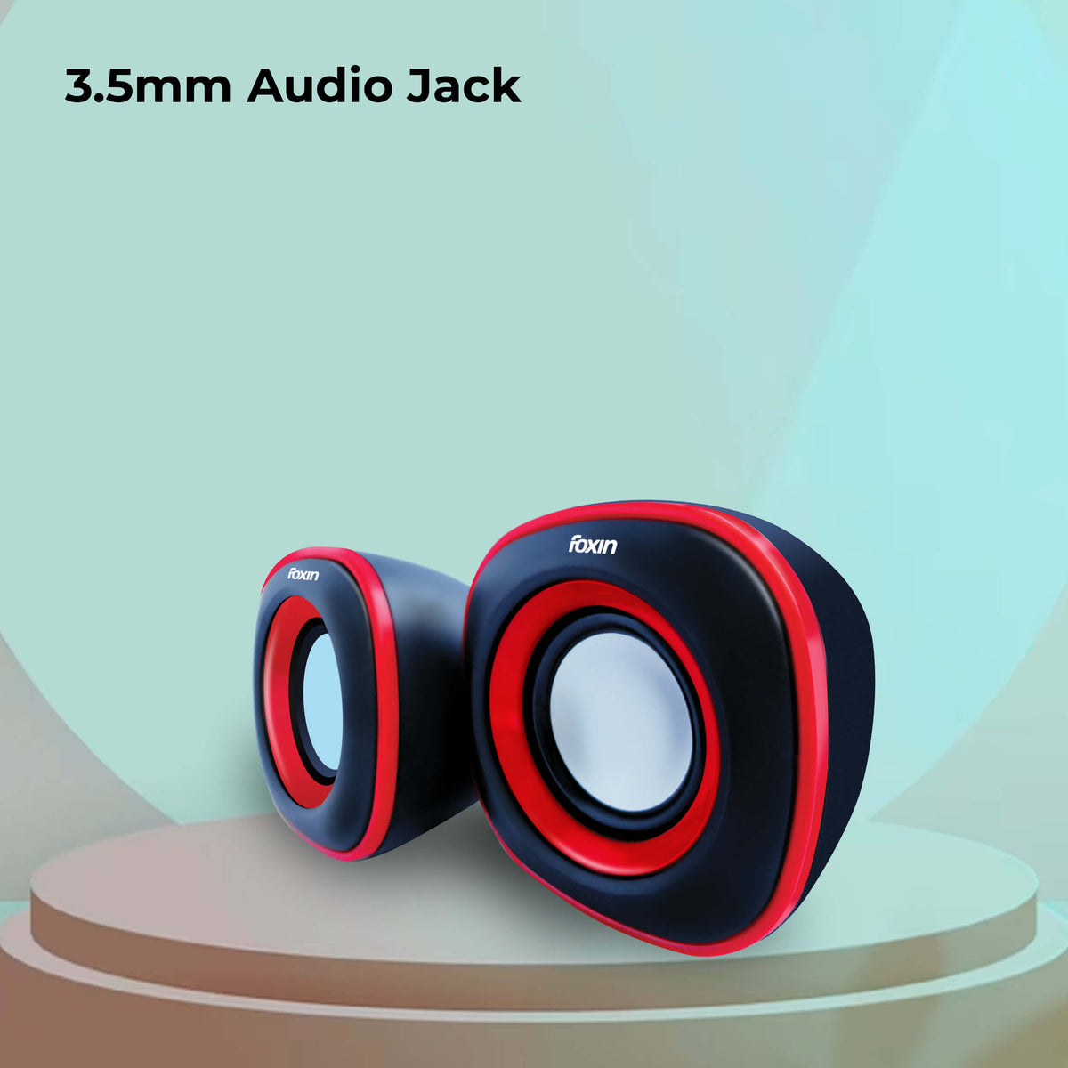 Foxin FMS- 375 PLUS 2.0 Multimedia Speaker System Powerful Stereo Sound with Aux Connectivity, USB Powered and Volume Control Supports Laptop/PC/Projector/Tablet/Mobile