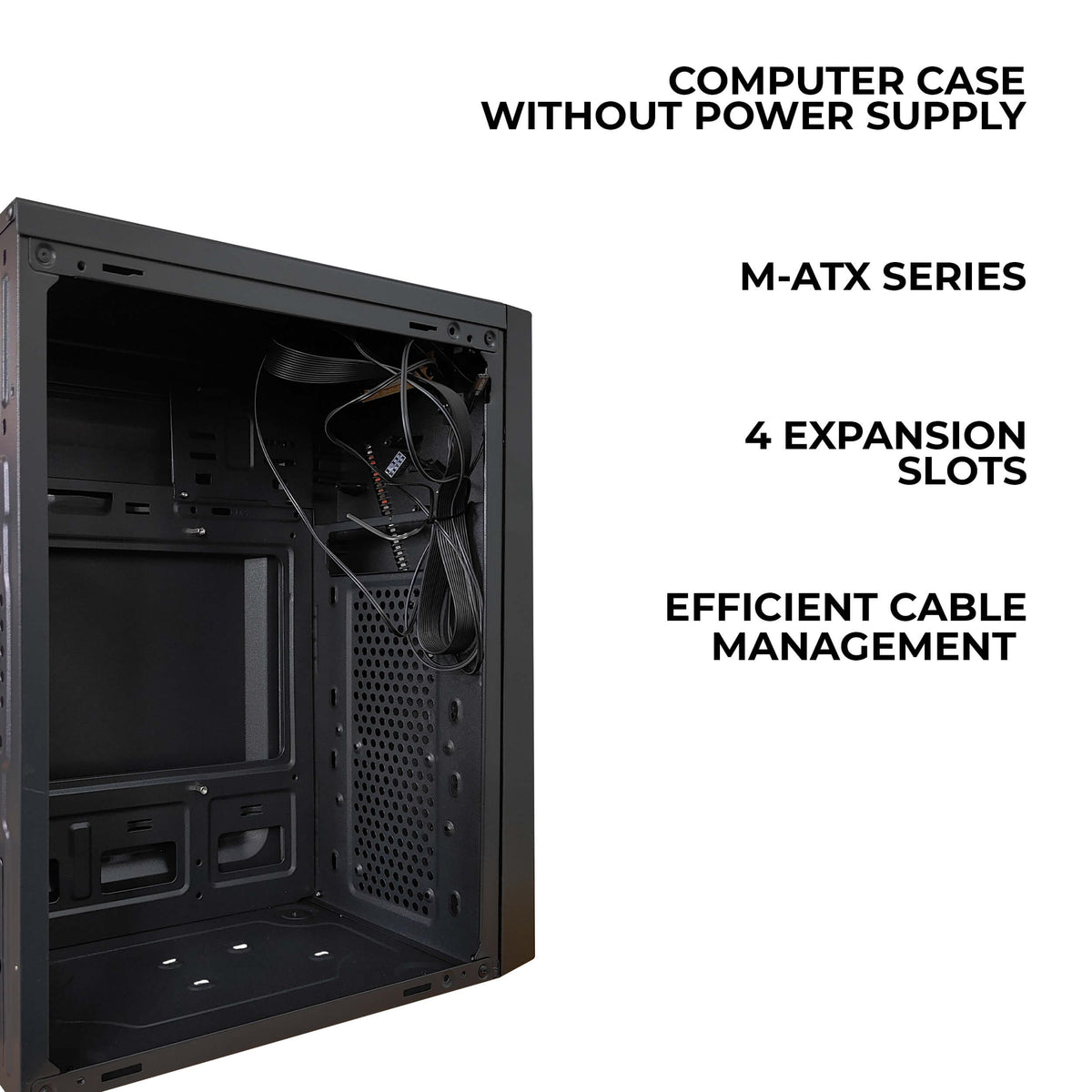 Foxin TEENY Desktop Computer Case/PC Cabinet - Steel Body | M-ATX Compatible | Metallic Black