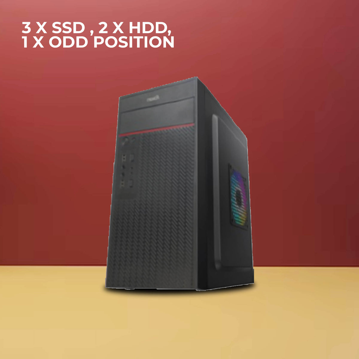 Foxin AKBAR Desktop Computer Case / PC Cabinet - with Steel Metal Body | Front Panel 2 x USB 1.0 Port | HD Audio / MIC Jack Port | 8 CM x 12 CM Fan Position