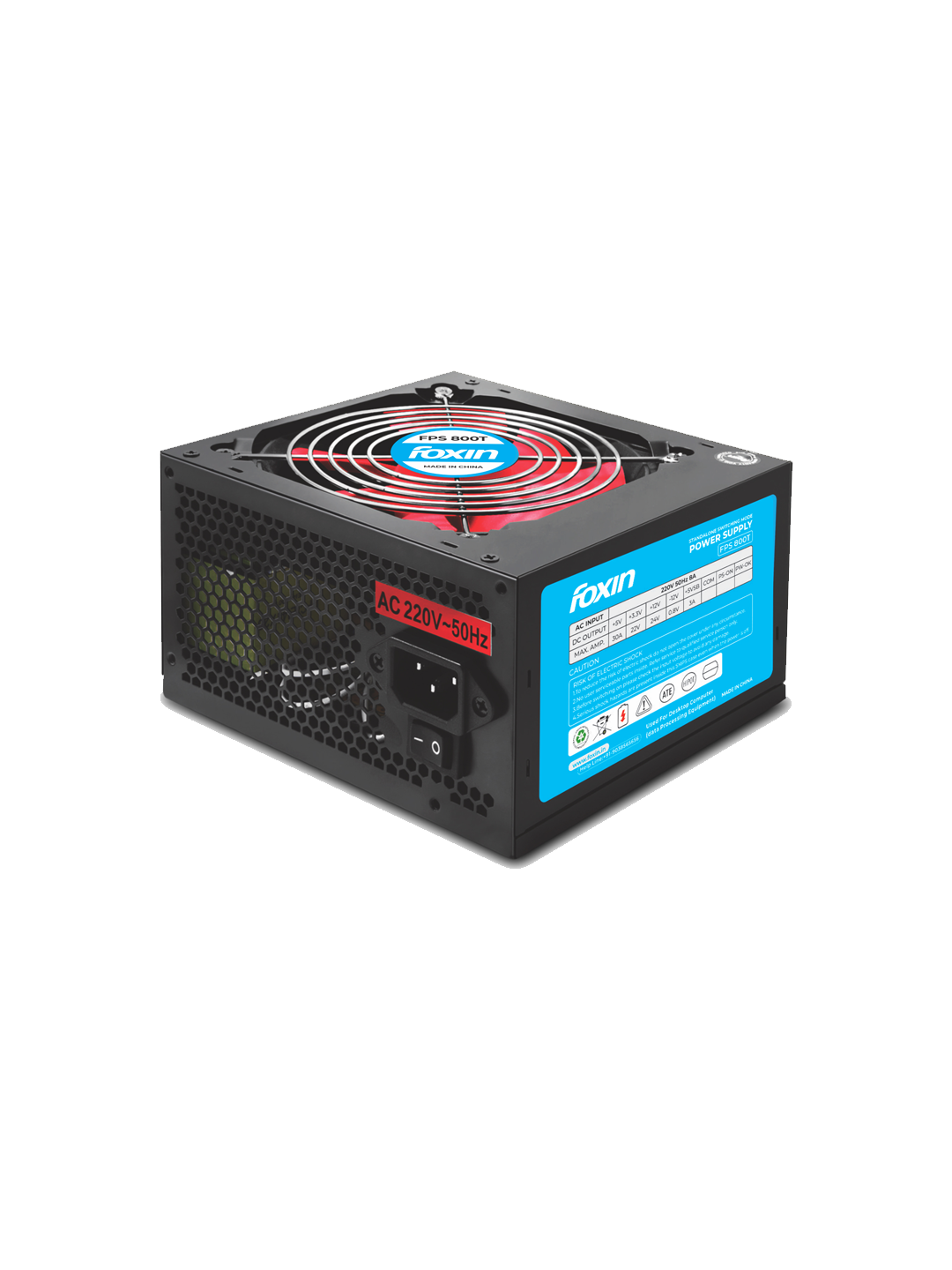 Foxin FPS-800T 12 Volt SMPS with 20+4 Pin 250 Watt, 1.2M Power Cord For Gaming Power Supply