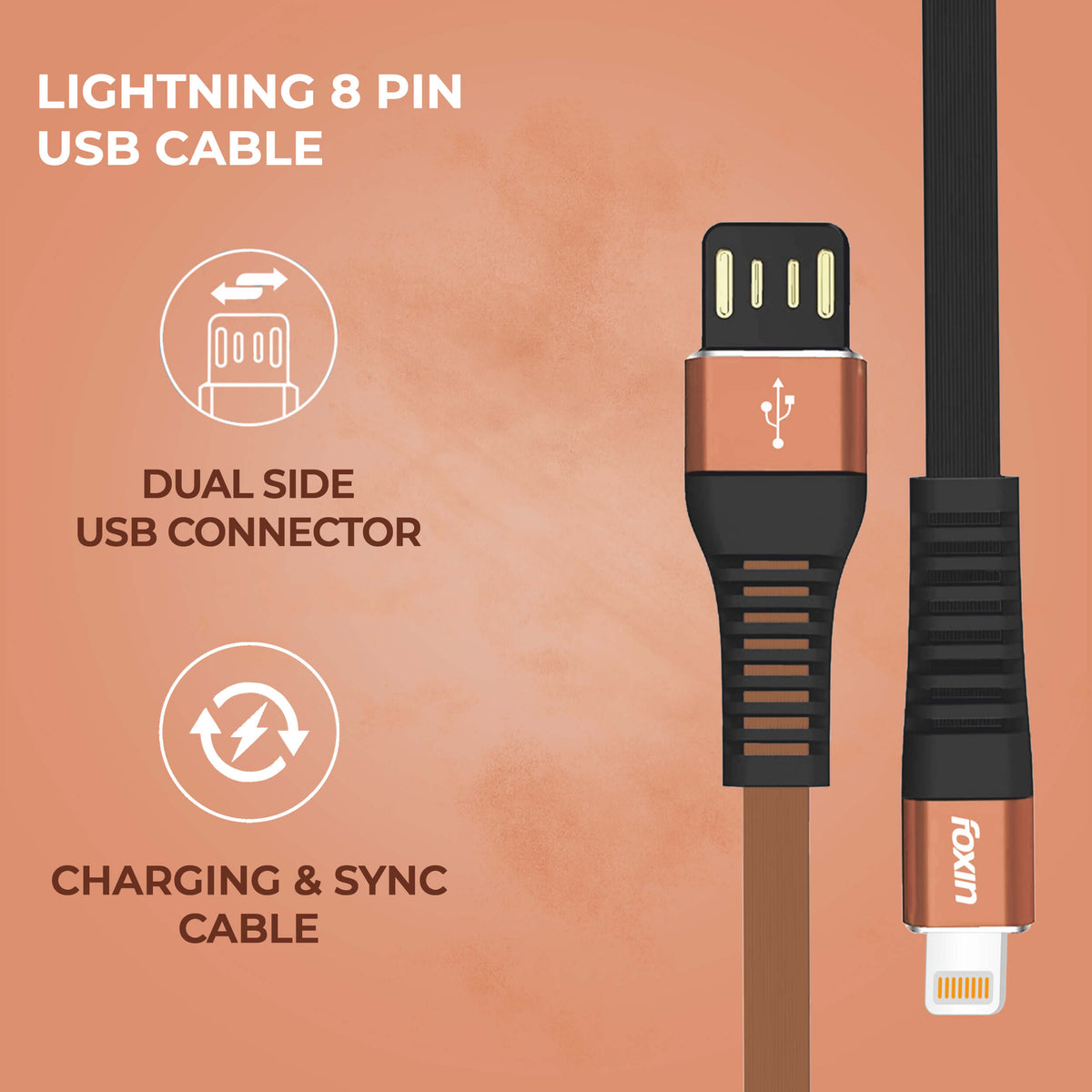 Products Foxin® FLAT Premium USB to 8 Pin  Cable