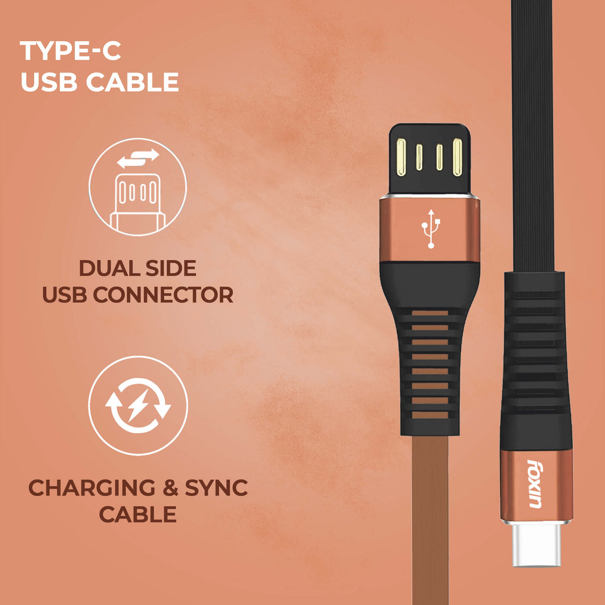 Foxin® FLAT Premium USB to Type-C Cable