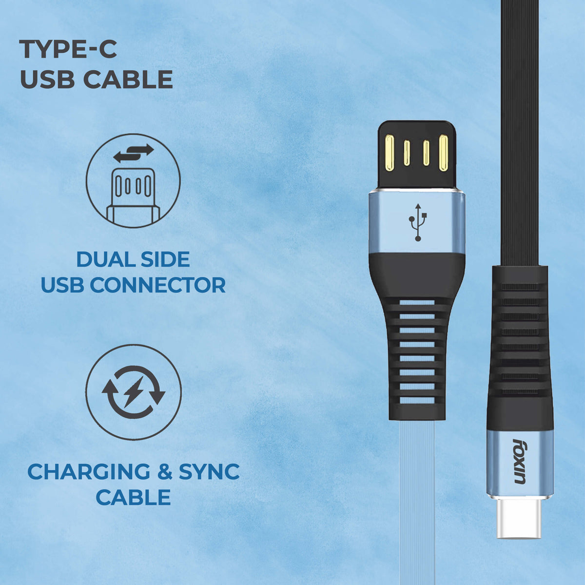 Foxin® FLAT Premium USB to Type-C Cable