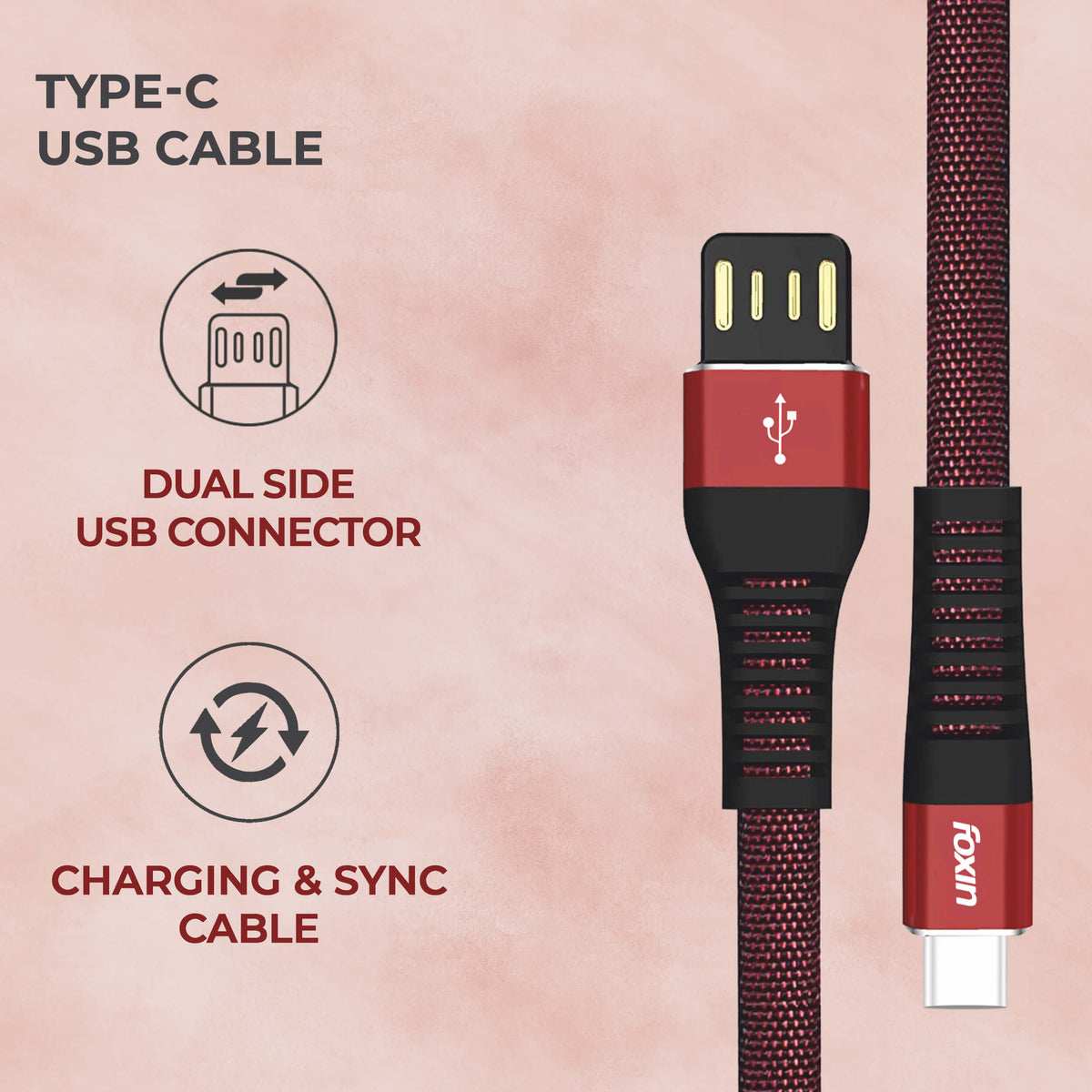 Foxin® FLAT Premium USB to Type-C Cable