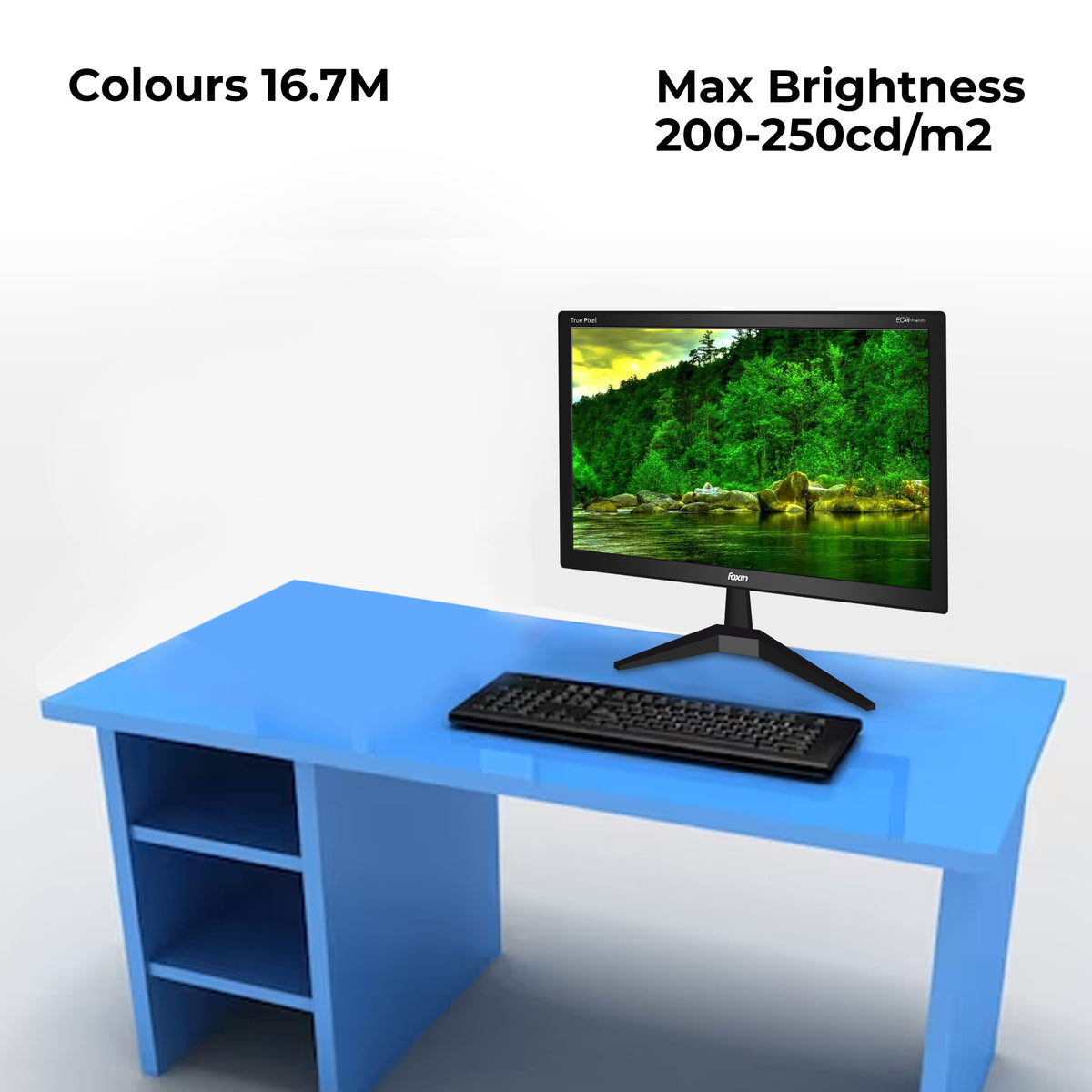 Foxin FM 19.5 LED HDMI Glaze Black HD Computer Monitor with VGA and HDMI Port
