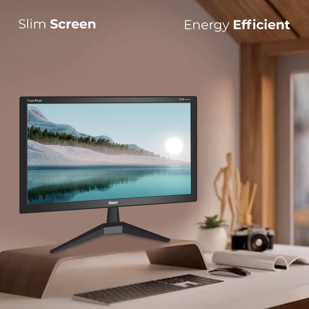 Foxin FM 19.5 LED HDMI Glaze Black HD Computer Monitor with VGA and HDMI Port