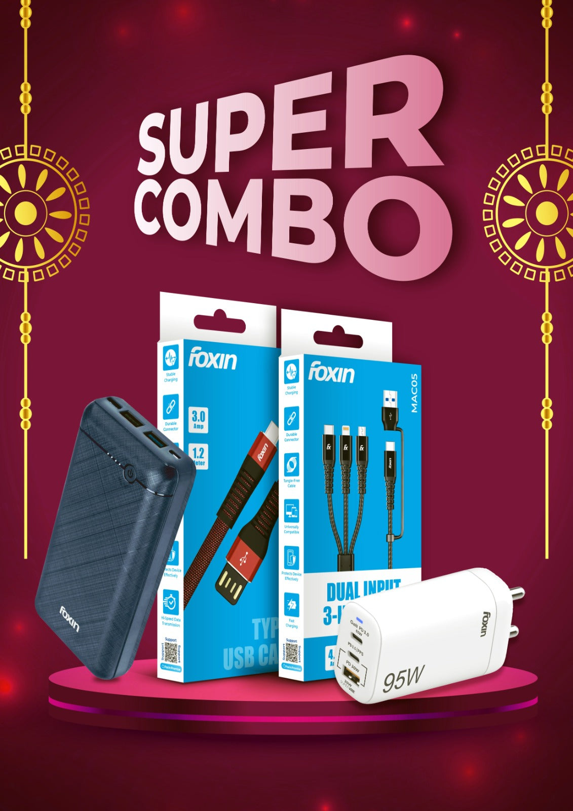 Super Combo + 95W Adapter + 246 Poly Powerbank +  MAC05 + USB to type c / Apple