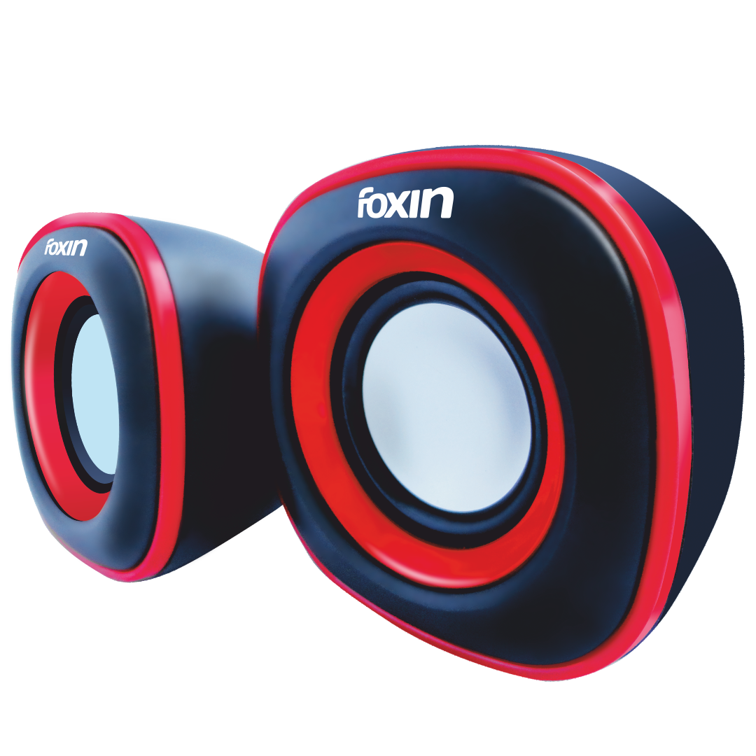 Foxin FMS- 375 PLUS 2.0 Multimedia Speaker System Powerful Stereo Sound with Aux Connectivity, USB Powered and Volume Control Supports Laptop/PC/Projector/Tablet/Mobile