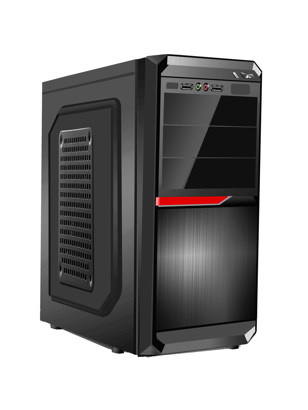 Foxin MARVEL Desktop Computer Case / PC Cabinet with Steel Metal Body | Front Panel 2 x USB 1.0 Port | HD Audio / MIC Jack Port | 8 CM x 12 CM Fan Position