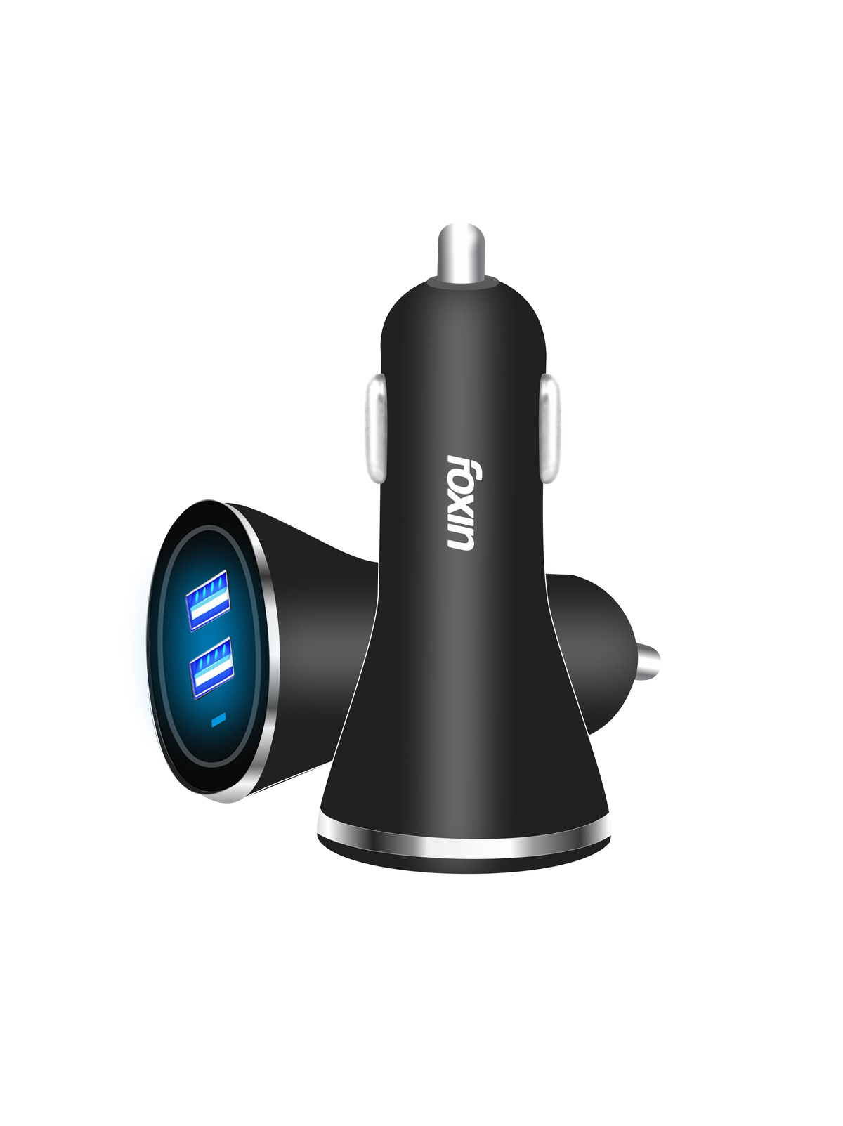 Foxin FCC 002 Dual Port Car Charger 2.4A with Micro USB (Black