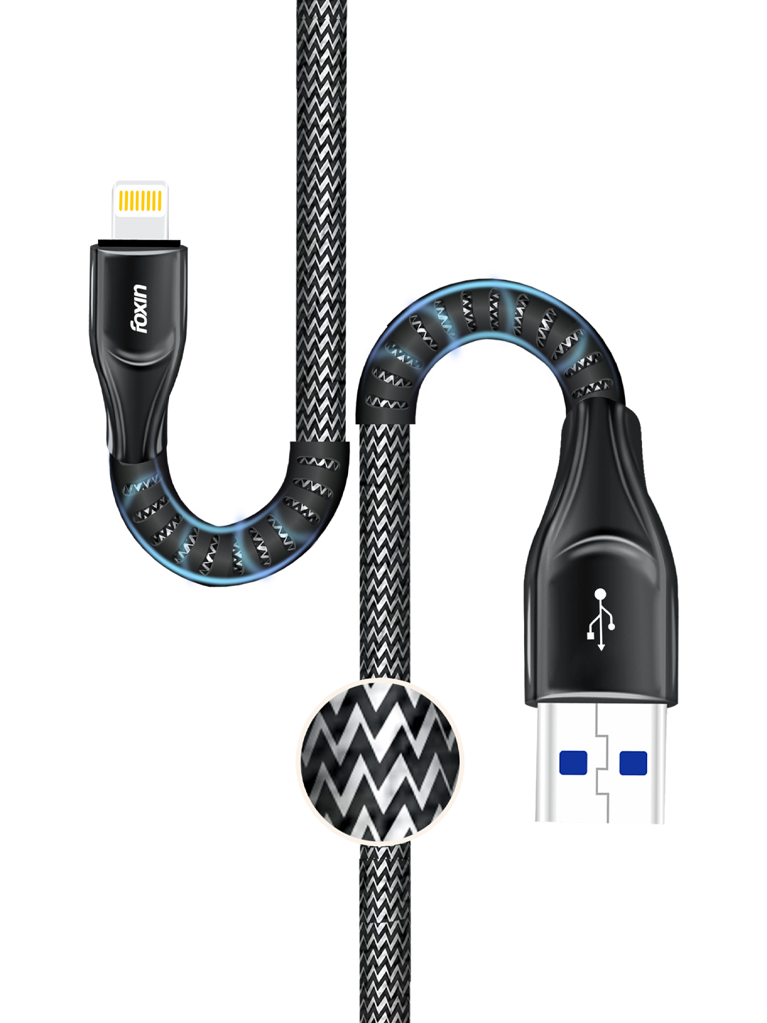 Foxin AU504 8PIN Braided premium USB Cable