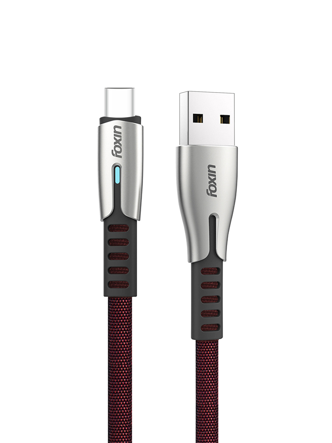 Foxin CU605 LED Zinc Alloy Fabric Braided Type C USB Cable