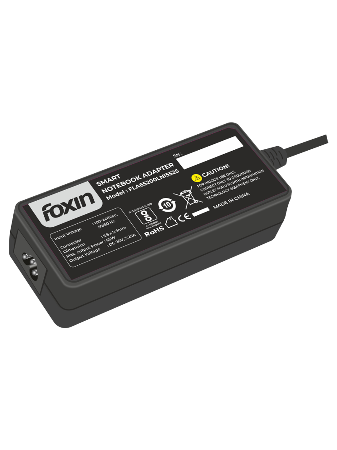 Foxin FLA65200LNI5525 Laptop Adapter Compatible For Lenovo 65Watt (FOXLAD0015)