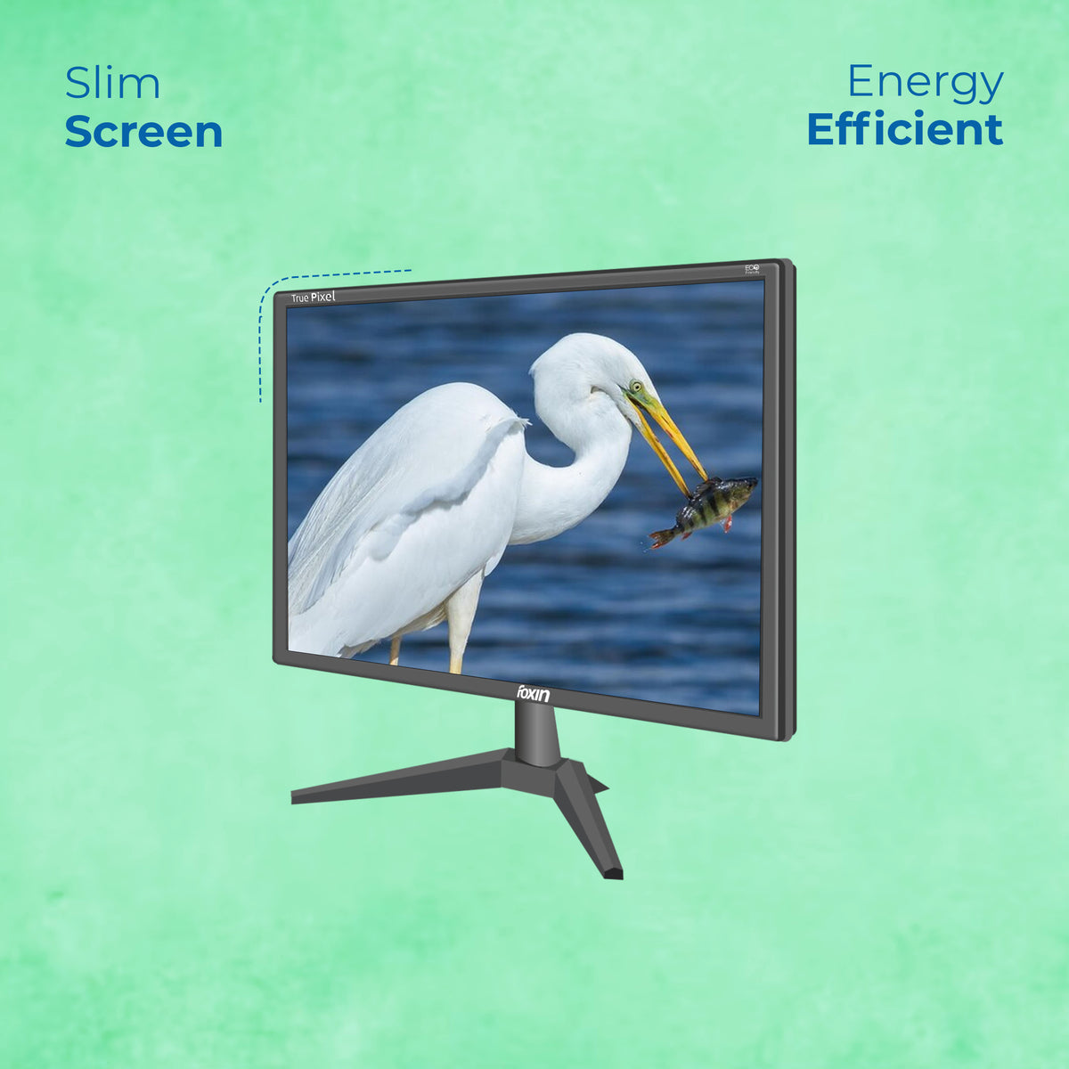 Foxin FM 1950 Crystal 19 inch (48.5 cm) Black Full HD Resolution - HDMI + VGA port, true pixel, anti glare,anti scratch &amp; Eco friendly BIS approved Computer Monitor (1440 x 900 Pixel) (HD), Black | 1 year warranty Media 1 of 7